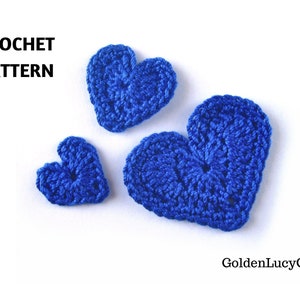 CROCHET PATTERN Hearts in 3 Sizes Applique Embellishment