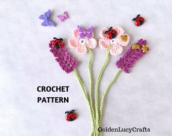 CROCHET PATTERN Flower Bookmarks | Lavender Bookmark | Cherry Blossom Bookmark