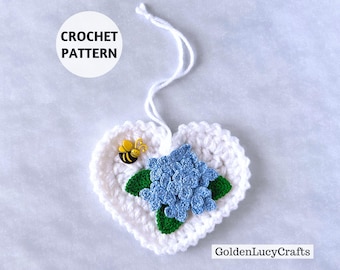 CROCHET PATTERN Hydrangea Heart Ornament