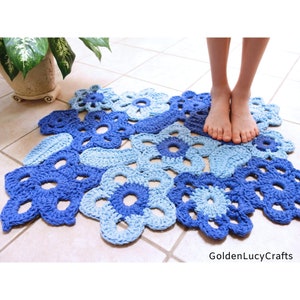 CROCHET PATTERN Flower Rug Made from Motifs Home Bathroom Decor image 2