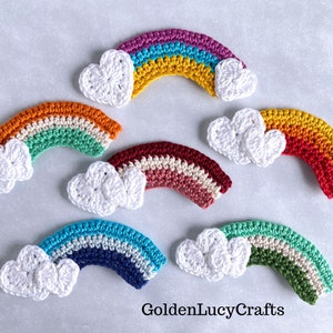 CROCHET PATTERN Rainbow Applique Heart Cloud image 3