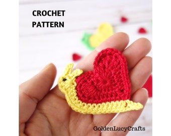 CROCHET PATTERN Snail Applique, Heart-Shaped Snail, Crochet Motif, Embellishment