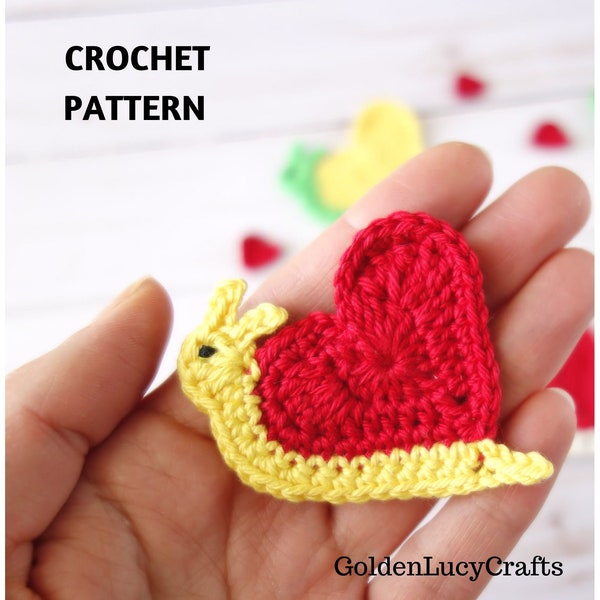 CROCHET PATTERN Snail Applique, Heart-Shaped Snail, Crochet Motif, Embellishment