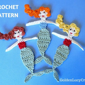 CROCHET PATTERN Mermaid Applique Sea Motif Ocean Theme