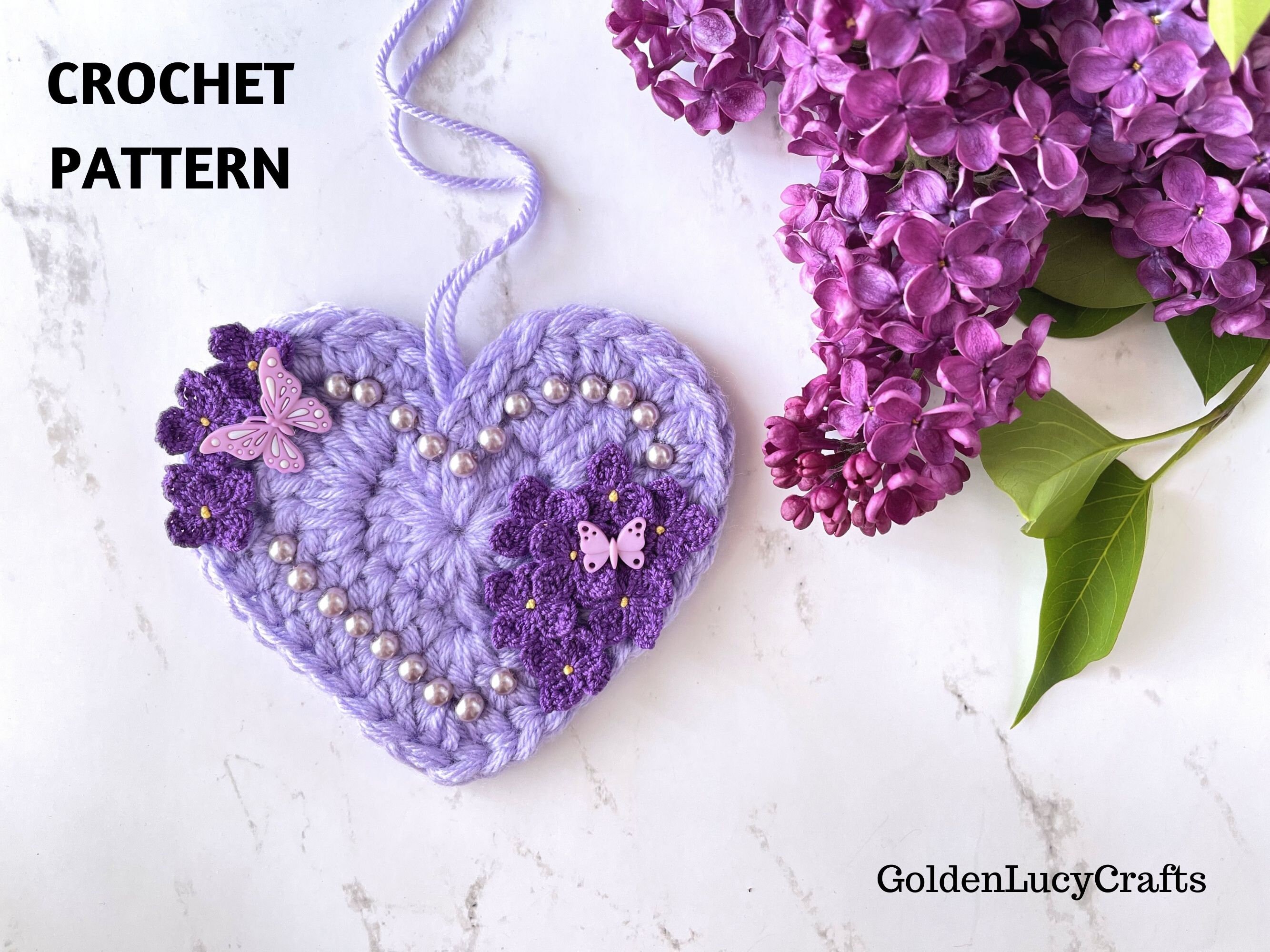 CROCHET PATTERN Mother's Day Heart Lilac Flowers Gift Idea Etsy