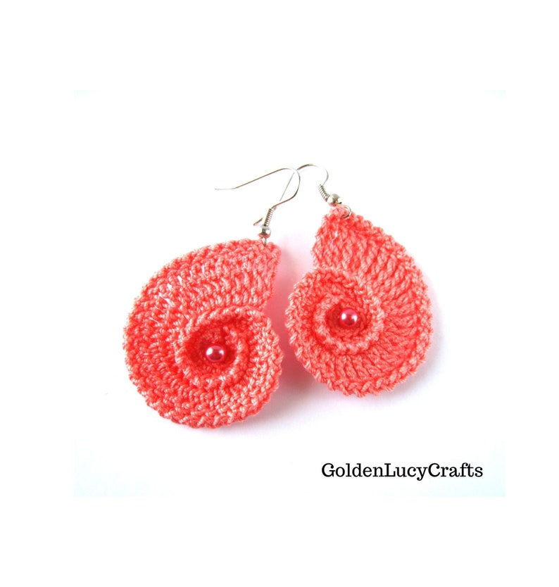 Crochet PATTERN Sea Shell Earrings, Summer, Beach Wedding, Ocean Theme, Bridal Earrings image 6