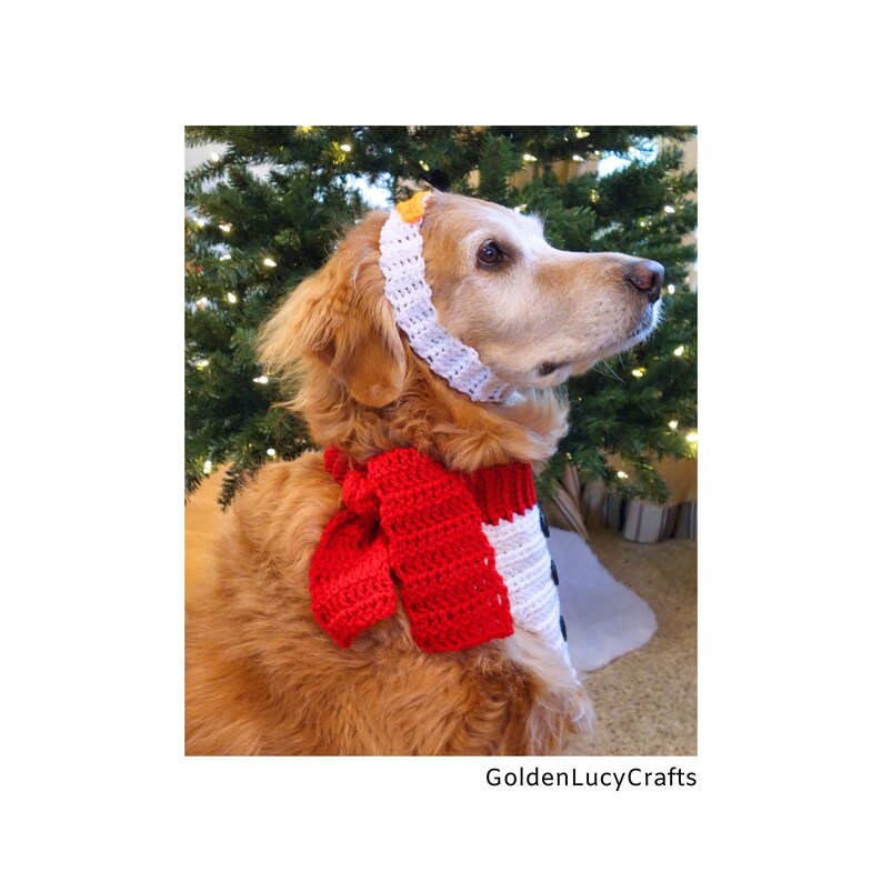 CROCHET PATTERN Snowman Dog Bandana Headband Christmas DIY Pet Accessories image 5