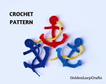 CROCHET PATTERN Anchor Applique Sea Motif Ocean