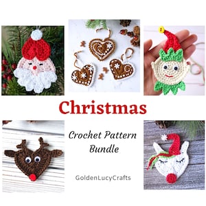 CROCHET PATTERN Bundle #1 Christmas Ornaments Applique Motif Embellishment