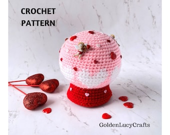 CROCHET PATTERN Valentine's Day Snow Globe Amigurumi Toy