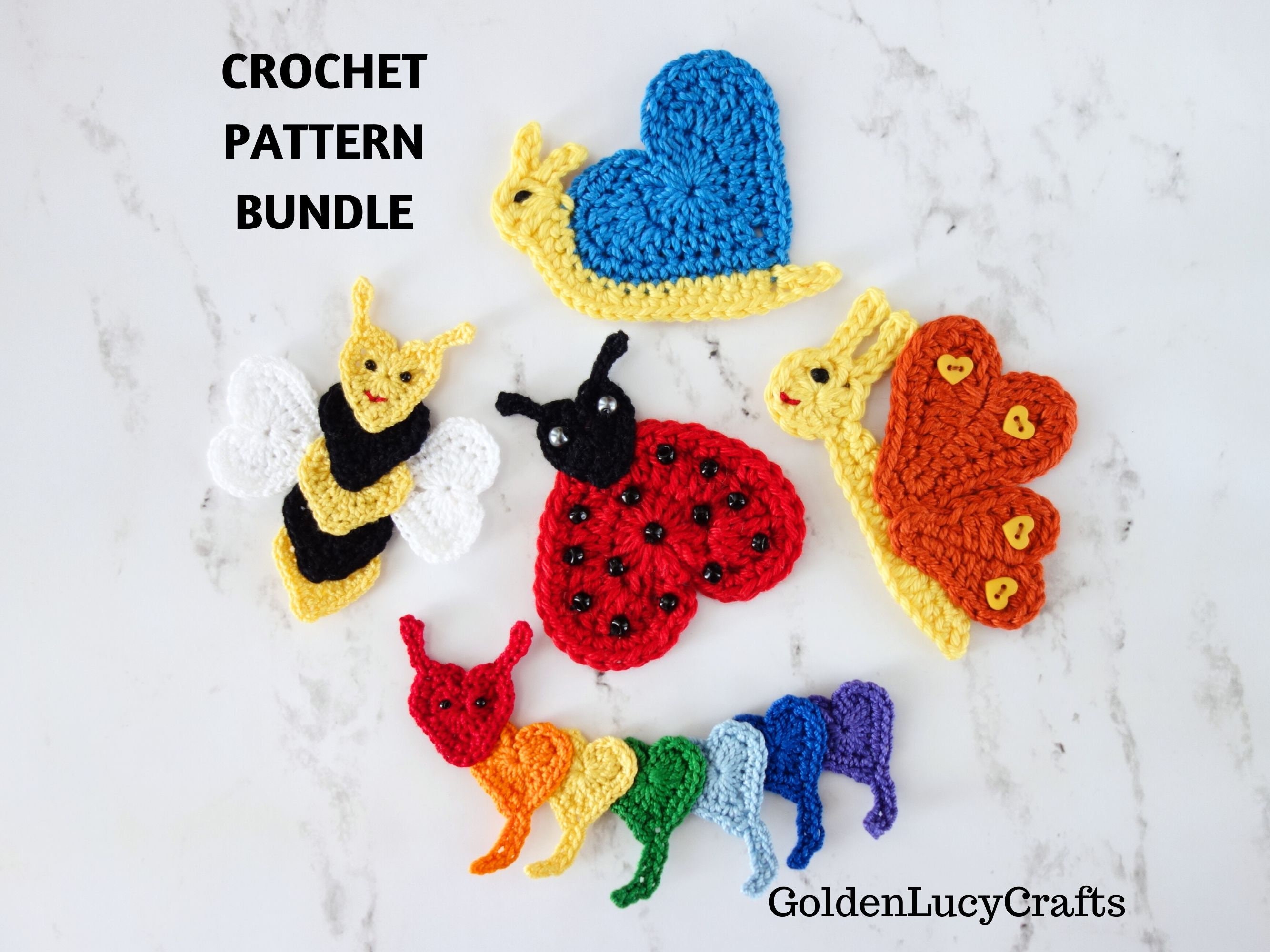 Heart Butterfly Applique, Free Crochet Pattern - GoldenLucyCrafts