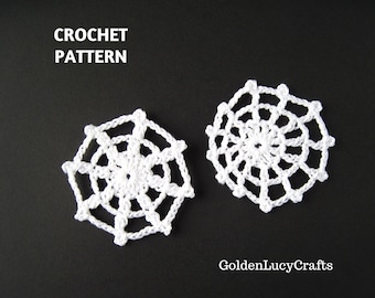Crochet Pattern Spider Web Applique, Halloween Decoration