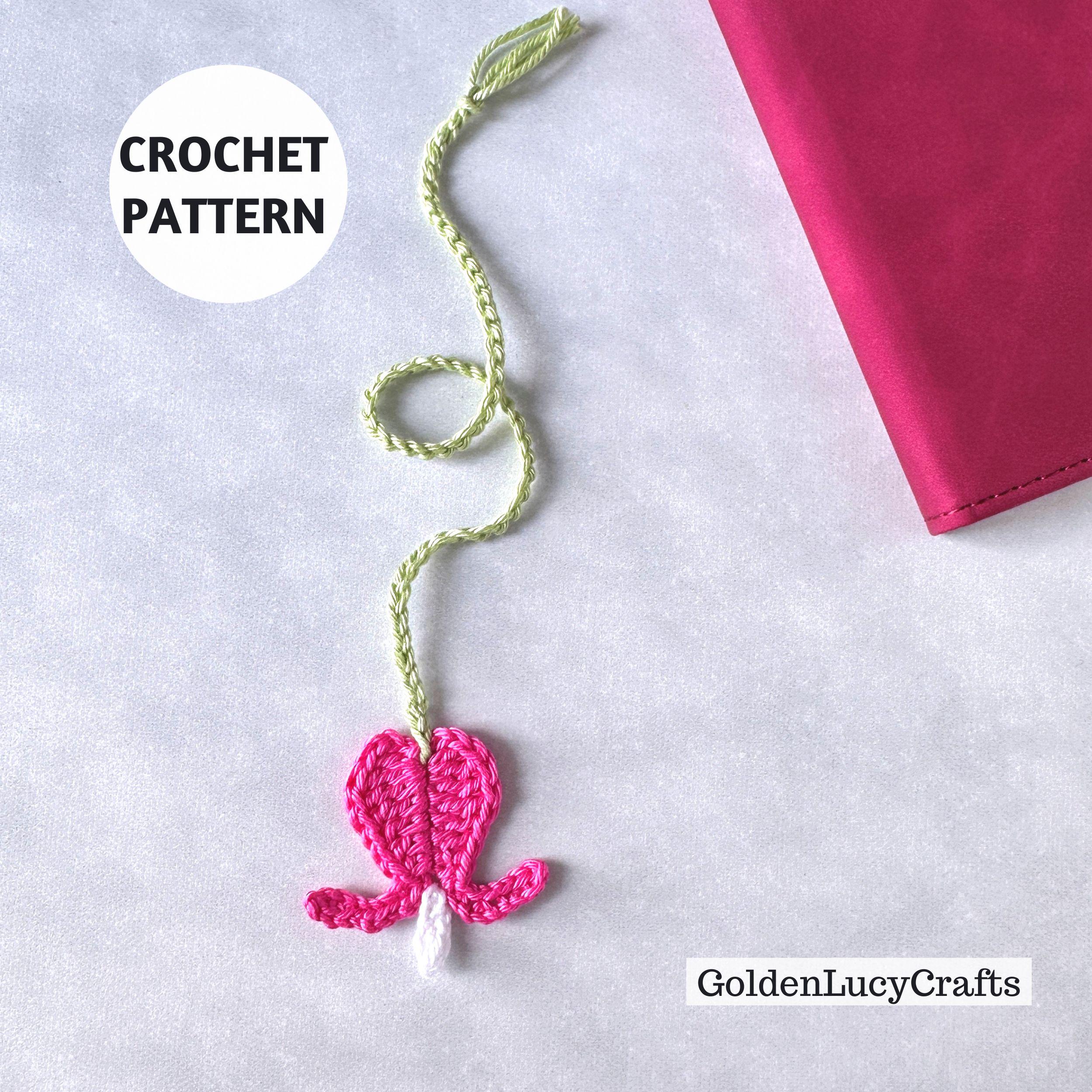38 Flower Bookmark Crochet Patterns to Add a Handmade Touch to Reading Time 26 Crochet Pattern Bleeding Heart Flower Bookmark