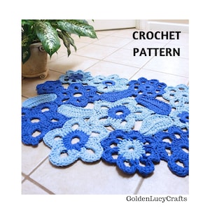 CROCHET PATTERN Flower Rug Made from Motifs Home Bathroom Decor