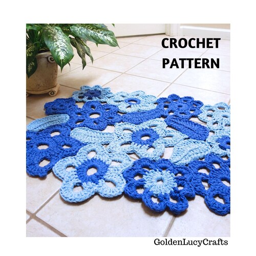 CROCHET PATTERN Flower Rug Made From Motifs Home Bathroom Etsy