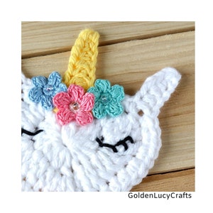 Crochet Pattern Unicorn Applique, Motif, Ornament, Heart-Shaped Unicorn image 3