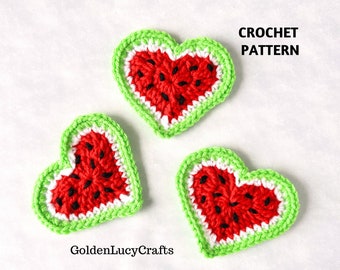 CROCHET PATTERN Watermelon Heart Applique