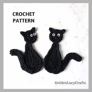Crochet Pattern Halloween Black Cat Applique Motif Embellishment Decoration