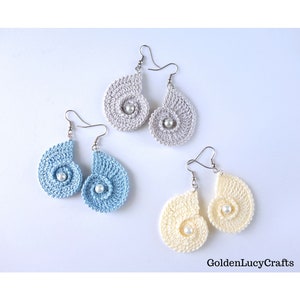 Crochet PATTERN Sea Shell Earrings, Summer, Beach Wedding, Ocean Theme, Bridal Earrings image 3