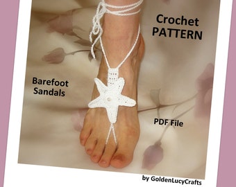 CROCHET PATTERN Barefoot Sandals, Sea Star, Bridal, Summer, Beach Wedding, Yoga