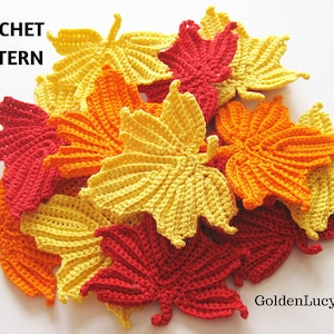 CROCHET PATTERN Maple Leaf Applique Motif Embellishment Fall Autumn