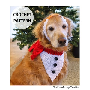 CROCHET PATTERN Snowman Dog Bandana Headband Christmas DIY Pet Accessories image 1
