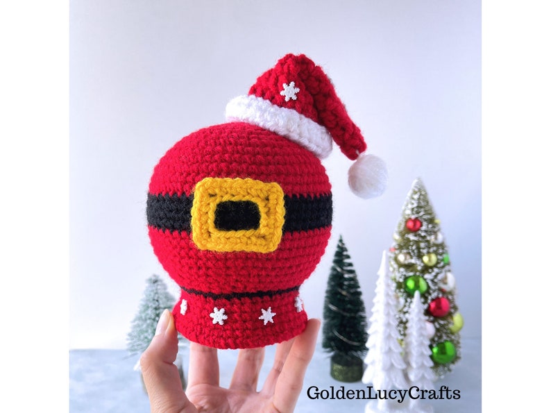 CROCHET PATTERN Santa Belly Snow Globe Amigurumi Toy image 2