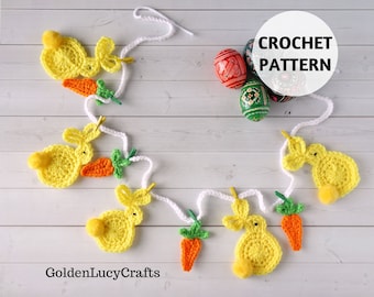 CROCHET PATTERN Easter Bunny Bunting Garland Home Decoration