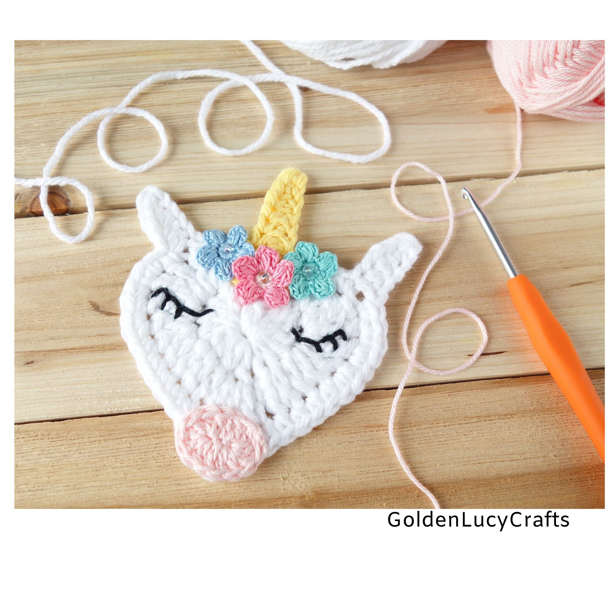 Crochet Pattern Unicorn Applique Motif Ornament Etsy