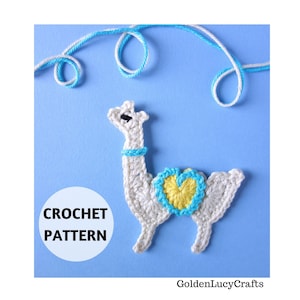 Crochet Pattern Llama Applique Motif Embellishment Heart-Shaped Animal