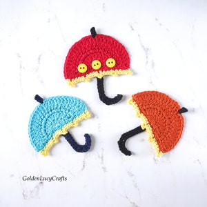 CROCHET PATTERN Owl and Umbrella Applique, Heart-Shaped Owl, Crochet Motif, Embellishment image 3