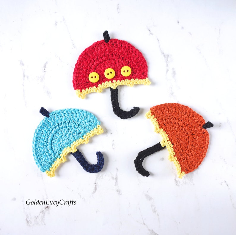 CROCHET PATTERN Owl and Umbrella Applique, Heart-Shaped Owl, Crochet Motif, Embellishment image 3