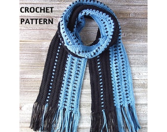 CROCHET PATTERN Men's Scarf Unisex Scarf Gift for Him