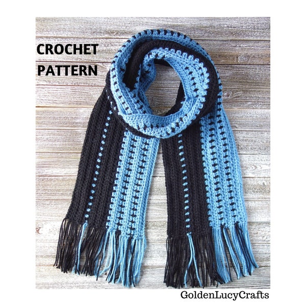 CROCHET PATTERN Men's Scarf Unisex Scarf Gift for Him