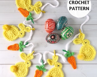 CROCHET PATTERN Easter Bunny Bunting Garland Home Decoration
