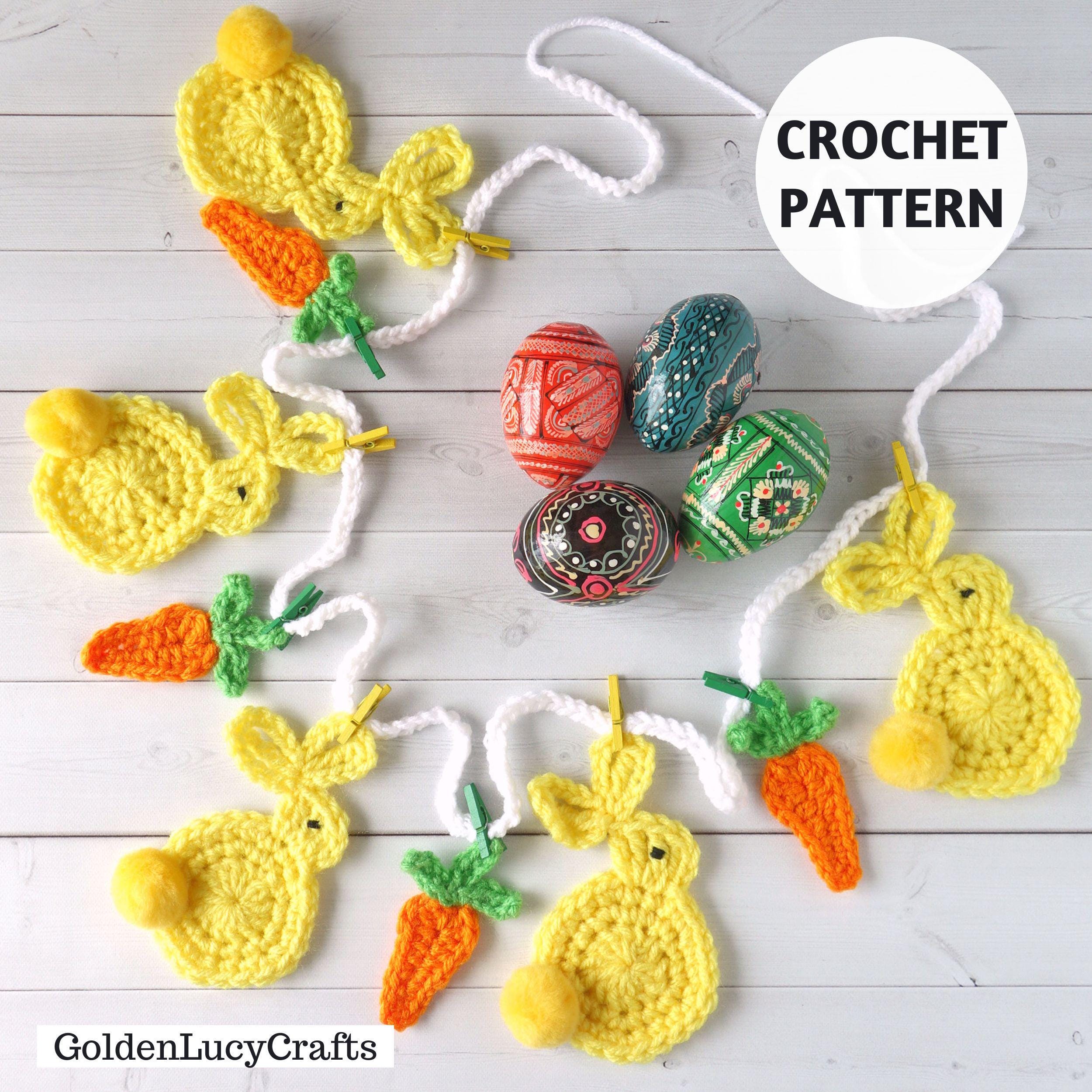 40 Easter Bunny Crochet Patterns for Spring Gifts, Baskets, and Home Decor 18 Crochet Pattern Easter Bunny Bunting Garland Home