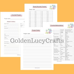 CROCHET PROJECT PLANNER Notes Rows Rounds Tracker Abbreviations ...