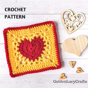 CROCHET PATTERN Heart Granny Square Motif