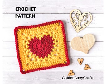 CROCHET PATTERN Heart Granny Square Motif