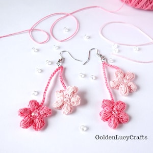 CROCHET PATTERN Cherry Blossom Earrings Crochet Jewelry image 3