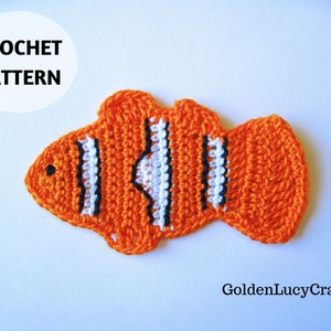 CROCHET PATTERN Clownfish Applique Sea Ocean Creature Motif