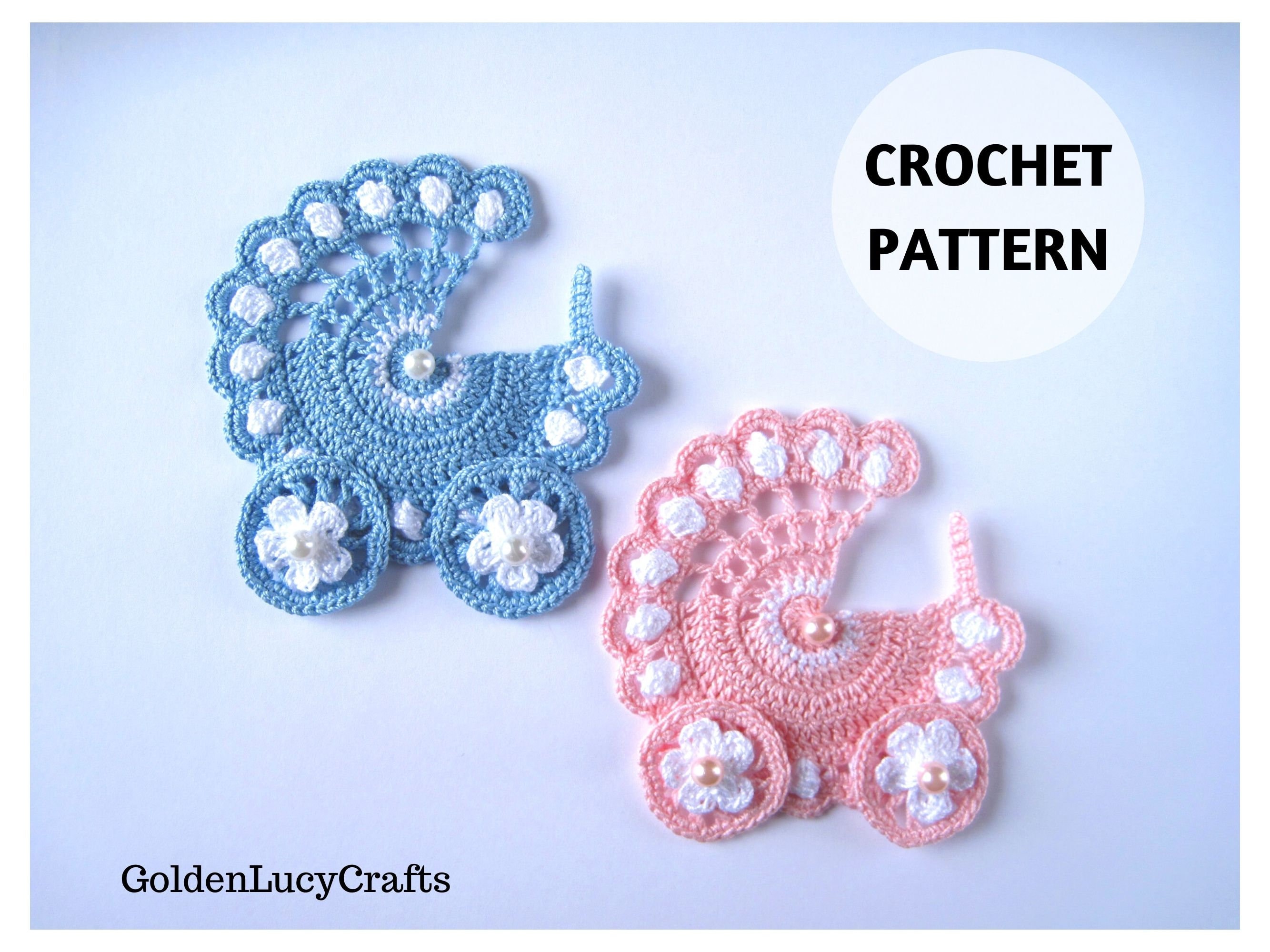 Crochet Pattern Baby Stroller Applique Carriage Buggy Pram Etsy