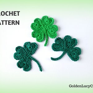 CROCHET PATTERN Shamrock, St. Patrick's Day, Lucky Clover Applique image 1