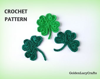 CROCHET PATTERN Shamrock, St. Patrick's Day, Lucky Clover Applique