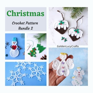 CROCHET PATTERN Bundle #2 Christmas Ornaments Applique Motif Embellishment