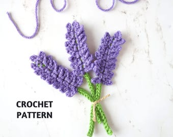 CROCHET PATTERN Lavender Applique, Flower, Motif, Embellishment