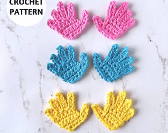 CROCHET PATTERN Hands Applique | Handprints | Tiny Hands | DIY Card Decor | Motif
