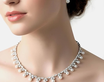 Swarovski bridal Pearl and Crystal Jewelry Set.