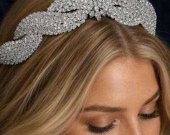 Fascia per capelli da sposa tempestata di cristalli Swarovski: accessorio per capelli da sposa con zirconi cubici