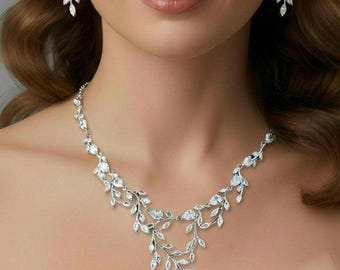 Swarovski Bridal Vine Jewelry Set. Prom, Regal wedding guest jewelry. Mother of the bride.